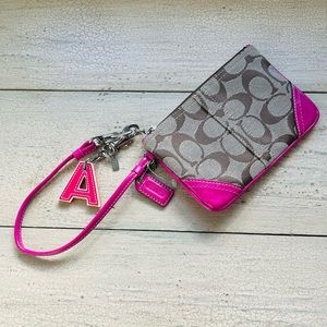 Coach wristlet with letter A charm